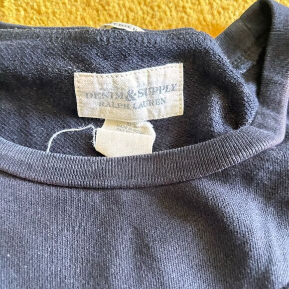 DENIM & SUPPLY Ralph Lauren Womens M Blue Cream Aztec Bohemian Sweatshirt Cotton - Picture 4 of 6